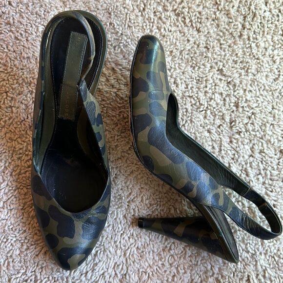 MARC JACOBS HEELS CAMO SLINGBACK PUMPS LEATHER MADE IN ITALY SIZE 39 - Picture 4 of 16